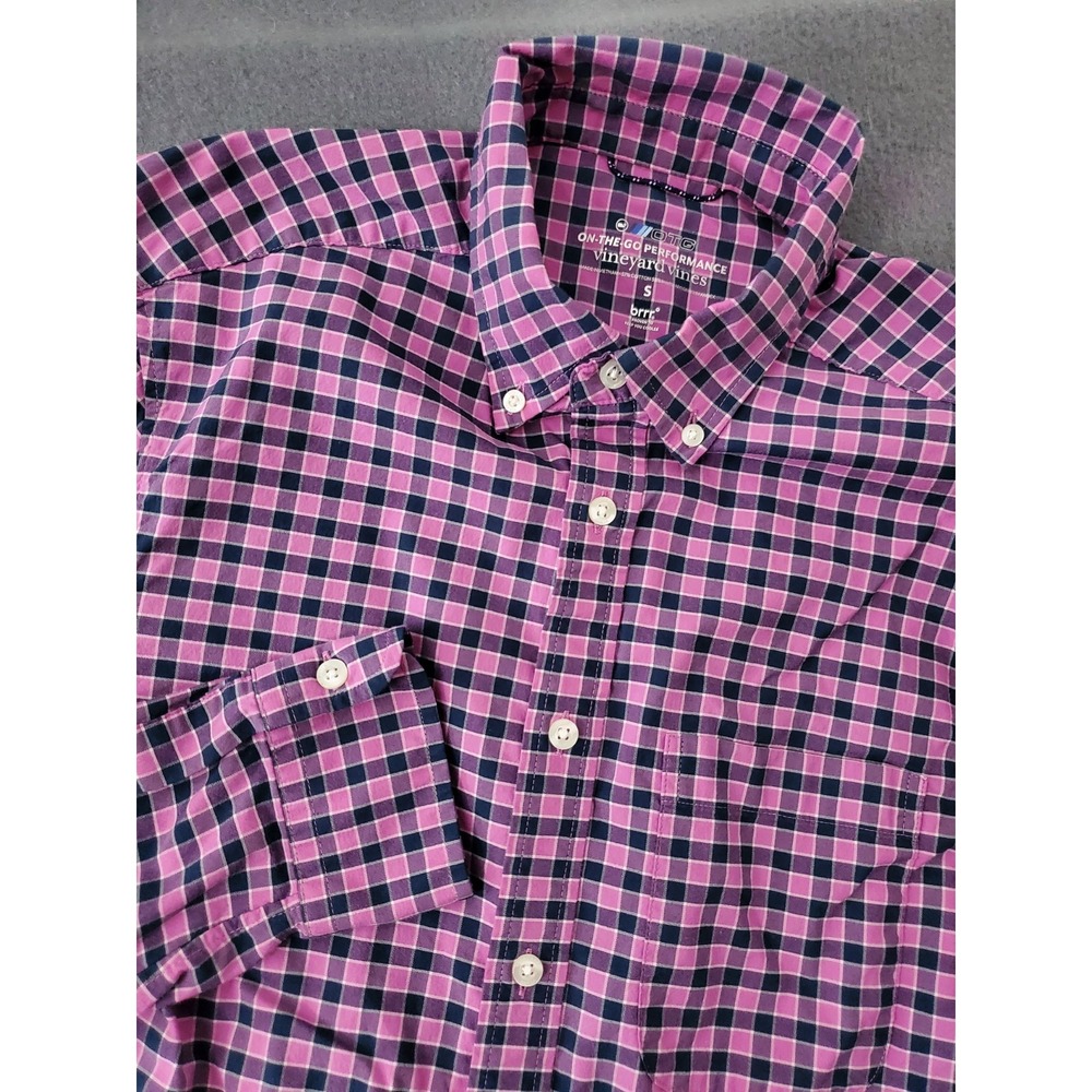 Vineyard Vines Shirt S Purple White Blue Plaid OTG Brr Performance L/S Men Check